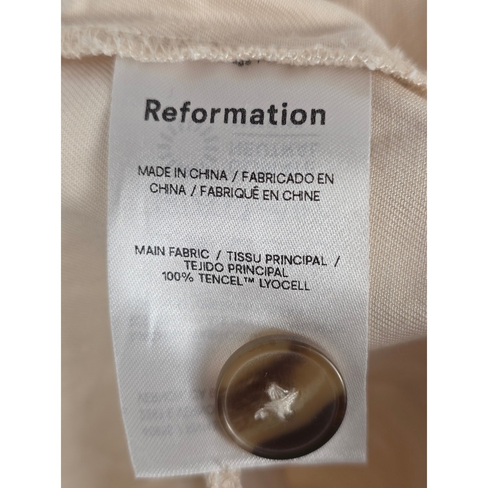 Reformation Cream Pleated High Waist‎ Wide Leg Tencel Trousers Pants 6P Petite - Picture 7 of 7